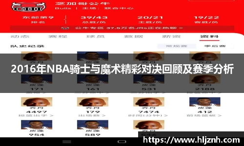 2016年NBA骑士与魔术精彩对决回顾及赛季分析